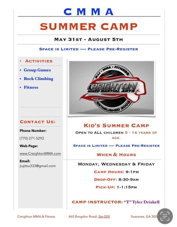 Kids summer camp begins Tuesday May 31st!