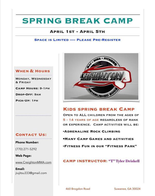 Kids spring break camp next week!