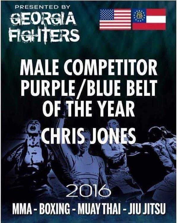 Congratulations Chris Jones on 2016 GA Purple Belt of the year