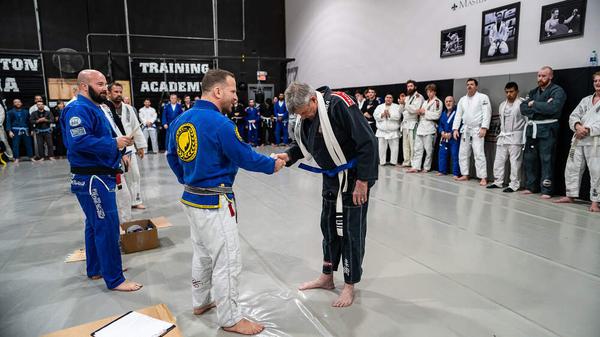 Roland Couillard receives BLUE BELT at 73!!