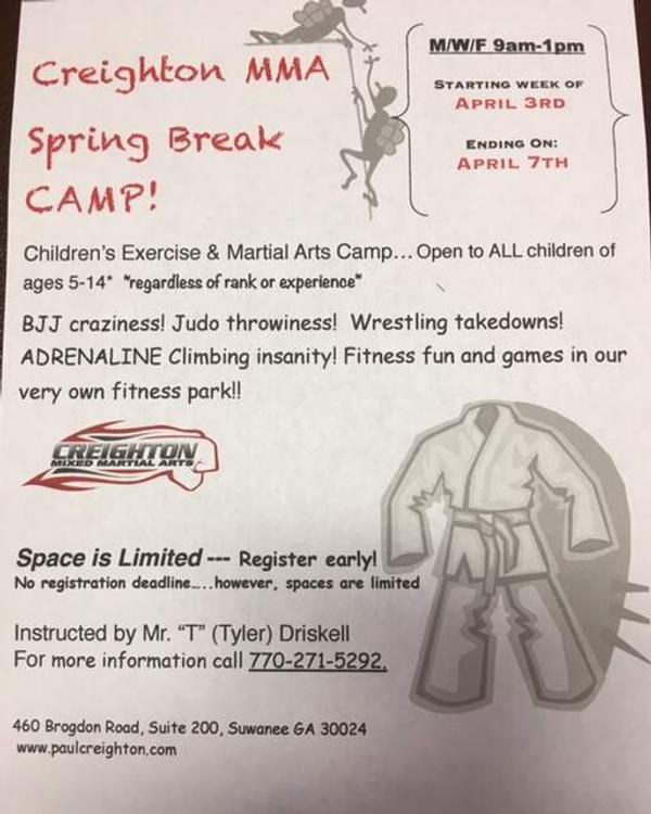 SPRING BREAK Kid's CAMP at Creighton MMA