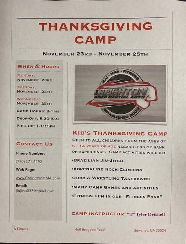 Kid's Thanksgiving Camp