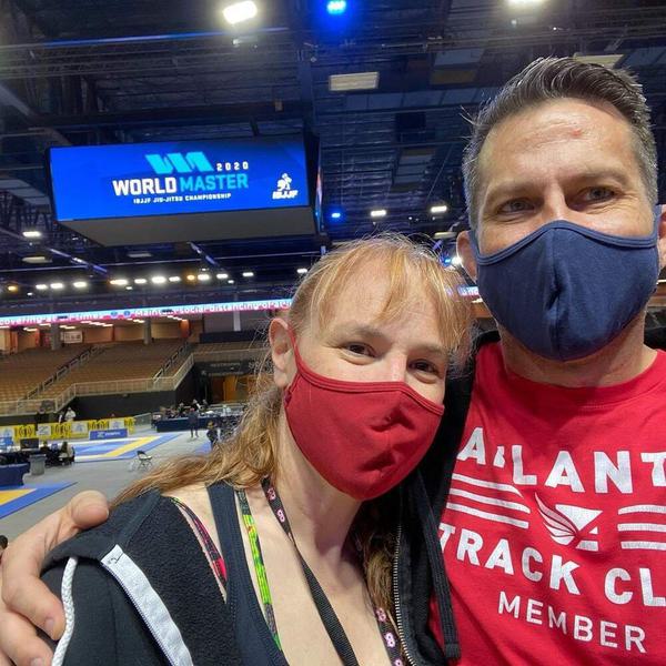 Jason and Anne Talley medal at Master Worlds